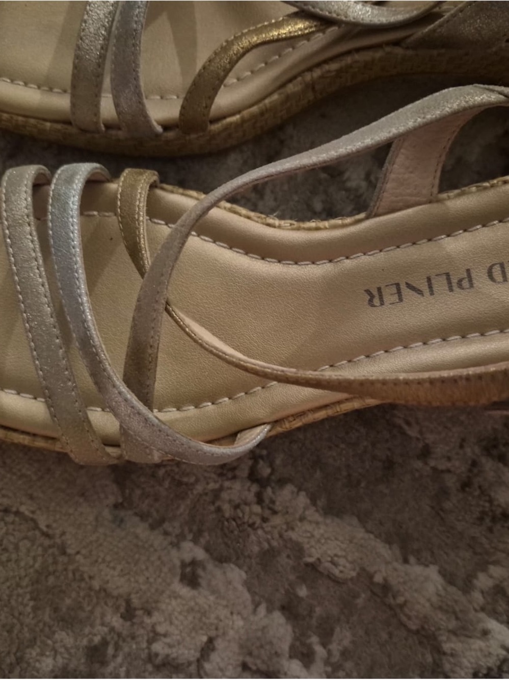 Donald J. Pliner Gold Metallic Strappy Wedge Sandals